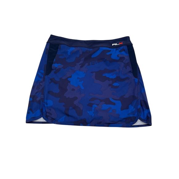 RLX Ralph Lauren Blue Black Camouflage Stretch Skort Sz M At Leisure Tennis Golf - Picture 1 of 14